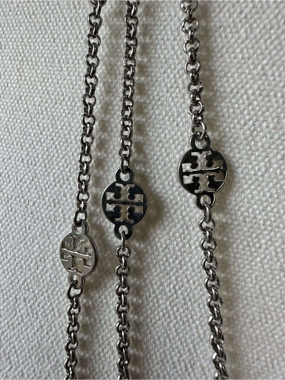 Tory Burch Silver Multi-Strand Medallion Necklace